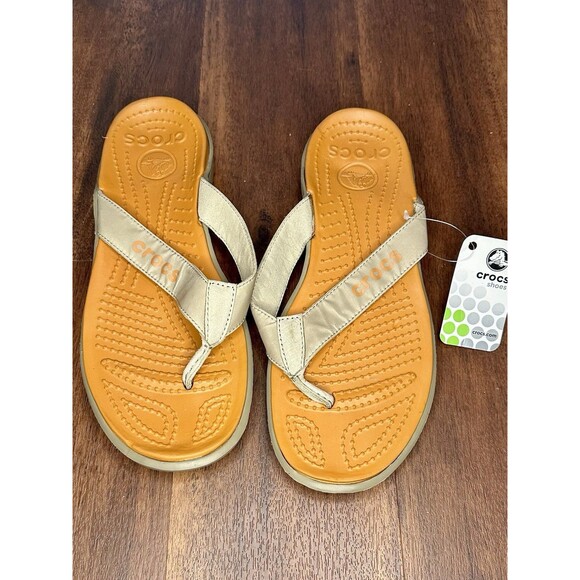 Crocs "Crete" Flip Flop/Thong Sandals in Khaki/Sienna Size 11 Mens NWT!! - Picture 1 of 4